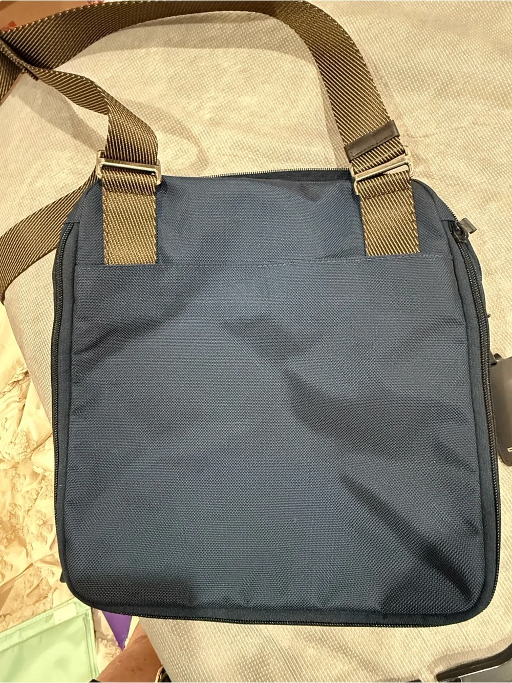 Tumi Navy and Brown Messenger Crossbody Bag